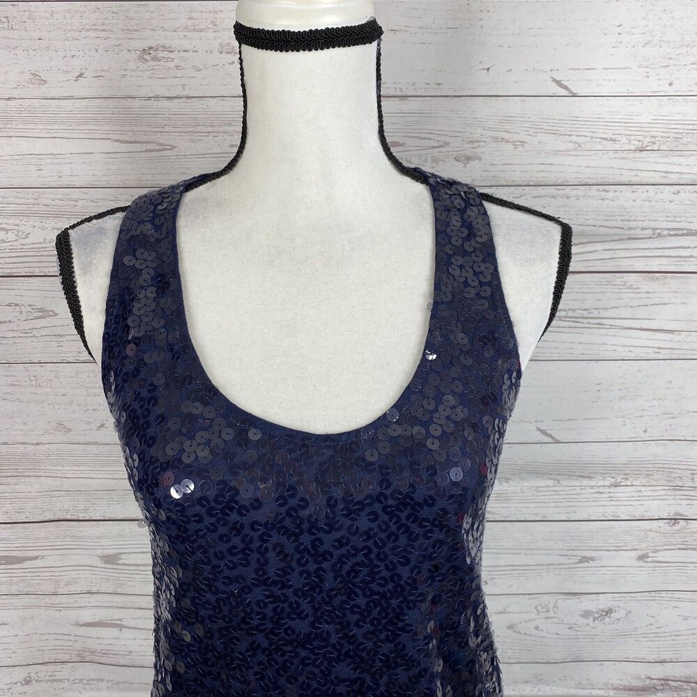 J. Crew Sequin Tank Top Size Xs Colorblock Navy B… - image 2